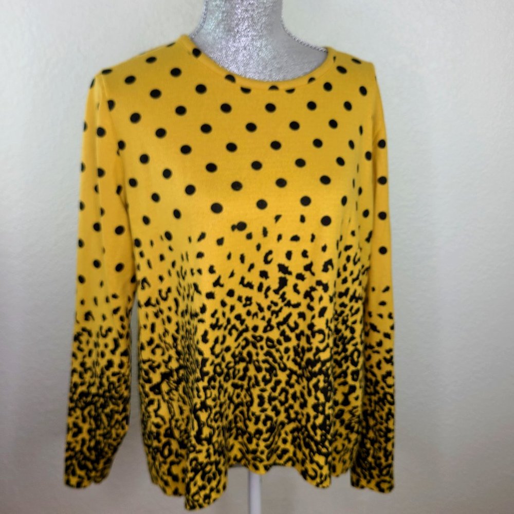 Tricotto Polka Dot Leopard Print Sweater